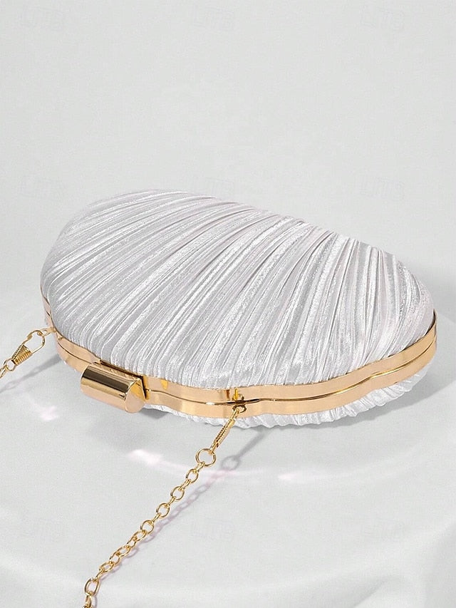 Women's Purse Clutch Shell Evening Satin Pleated