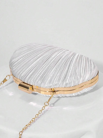 Women's Purse Clutch Shell Evening Satin Pleated