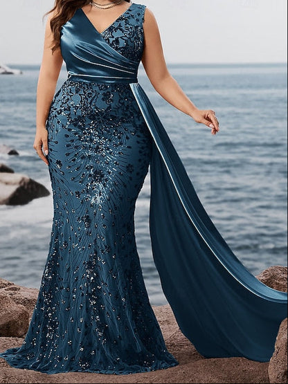 Trumpet Dress Formal Long Mermaid Wear / Evening Sparkle Gown