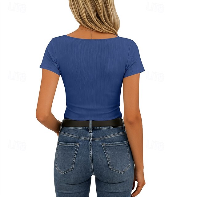 Women's T Shirt Summer Tops Lace Patchwork Plain Elegant