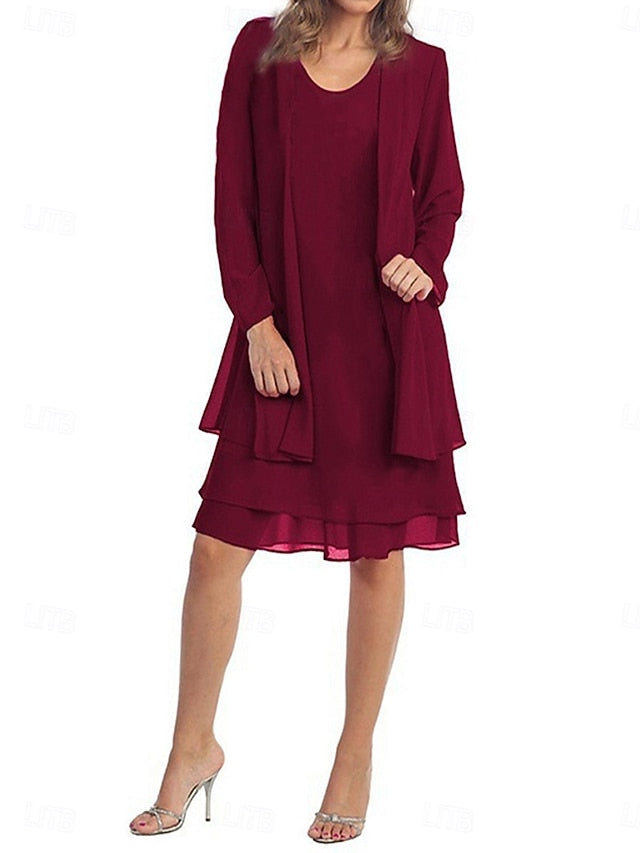 Women's Knee Length Dress Casual Dress Dress Set Chiffon