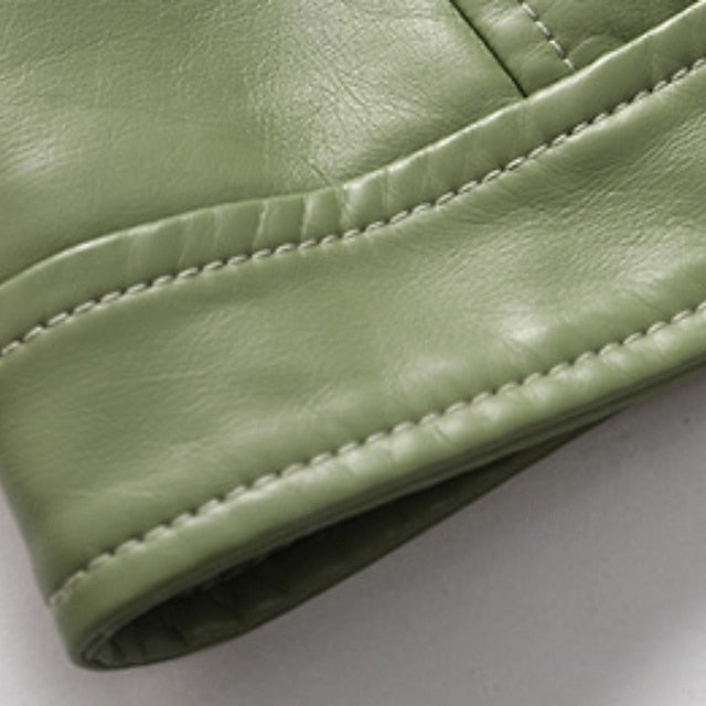 Comfortable Zipper Faux Women's Leather Jacket Pocket