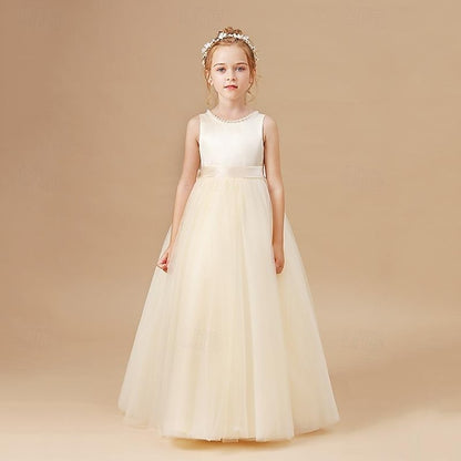 Flower Girls' Party Girl Color Dress Solid Kids