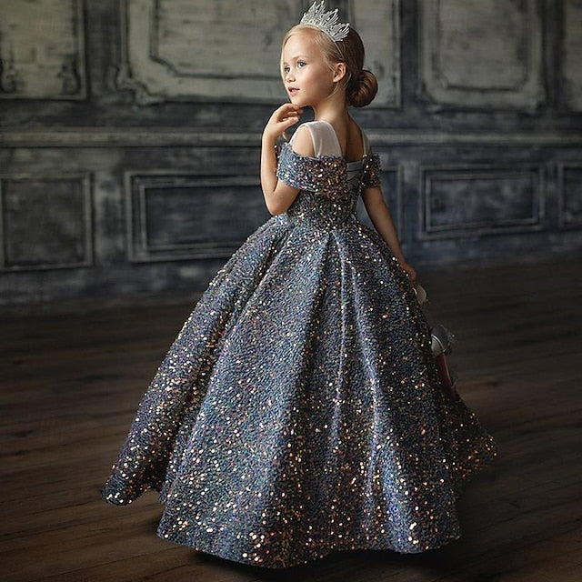 Flower Solid Party Kids Dress Girl Color Girls'