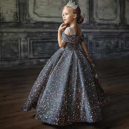 Flower Solid Party Kids Dress Girl Color Girls'