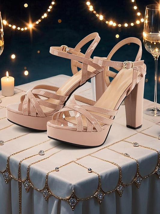 Strappy Nude Sandals – for Heel High Platform Women