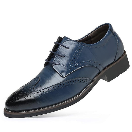 Classic with Shoes Faux Men's Blue Brogue Oxford Leather