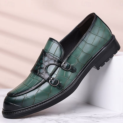– Pattern Crocodile Brown with Men's Leather Loafers Faux