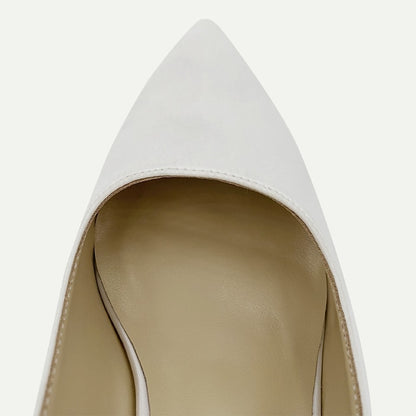 Toe Bow for Women White with Tie Heels Slingback - Pointed