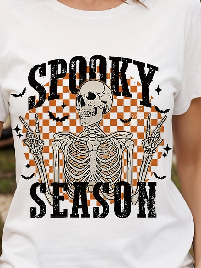 Women's T Shirt Skulls Graphic Cat Vintage Stylish Classic