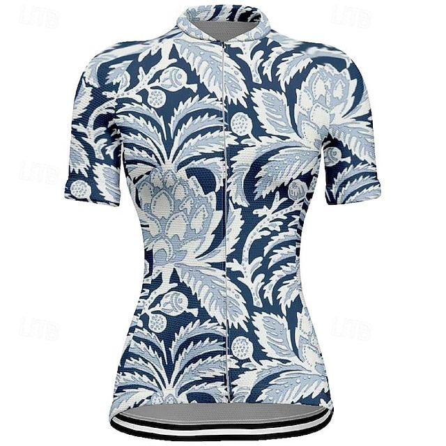 Women's Cycling Jersey Leaf Short Sleeve Bike Tee Tshirt