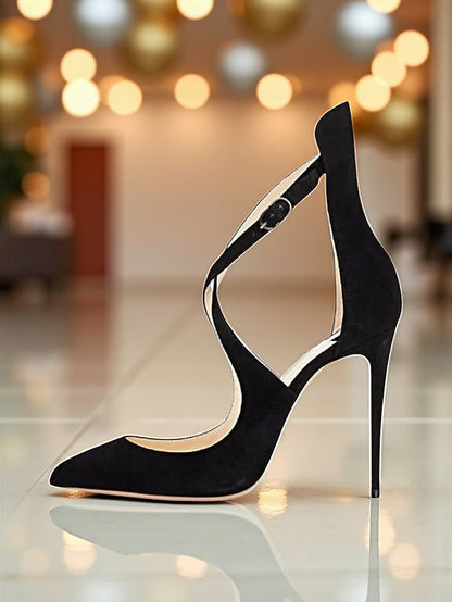 Stiletto Heels Patent Women's - Purple Strappy Leather