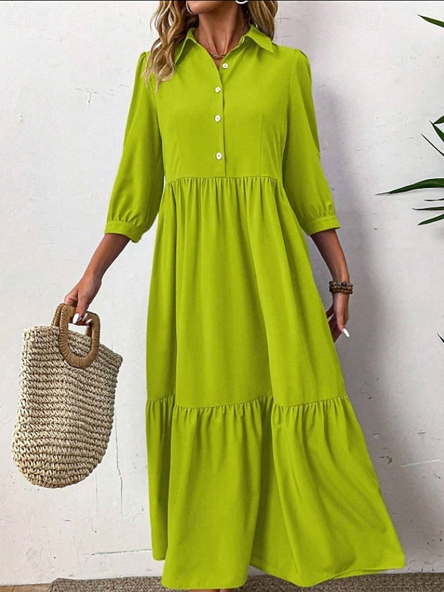 Women's Midi Dress Shirt Dress Fashion Modern Outdoor