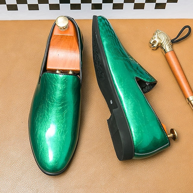 Shiny Loafers – Slip-On Metallic Men's Fashionable Gold