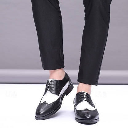 Shoes with Brogue and Men's White Black Oxford