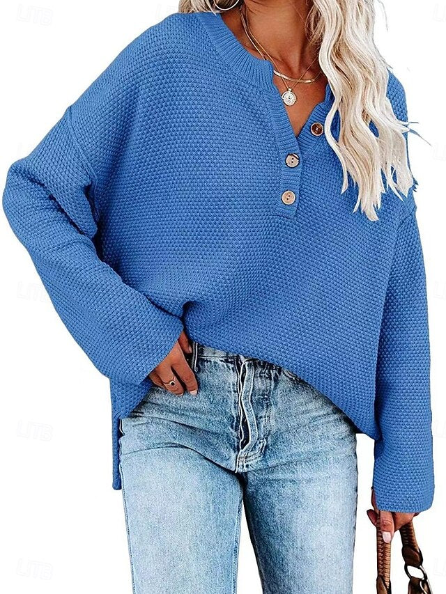 Women's Blouse Buttons Solid Color Tropical Casual Long