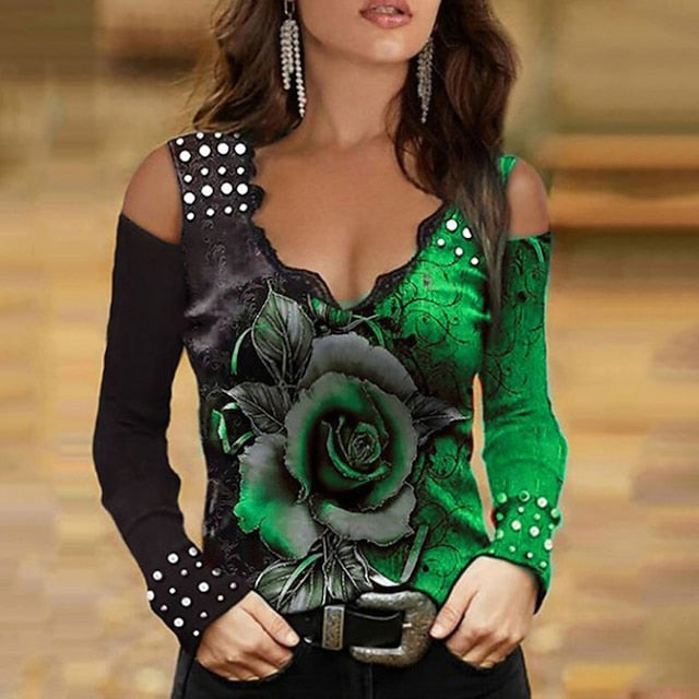 Women's Plus Size Lace Shirt Going Out Tops Eyelet top