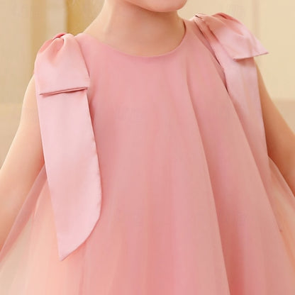 Floral Girls' Sleeveless Color Dress Party Solid Kids