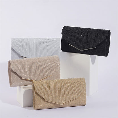 Clutch Elegant Evening Gold with Bag Metal Women's Glitter