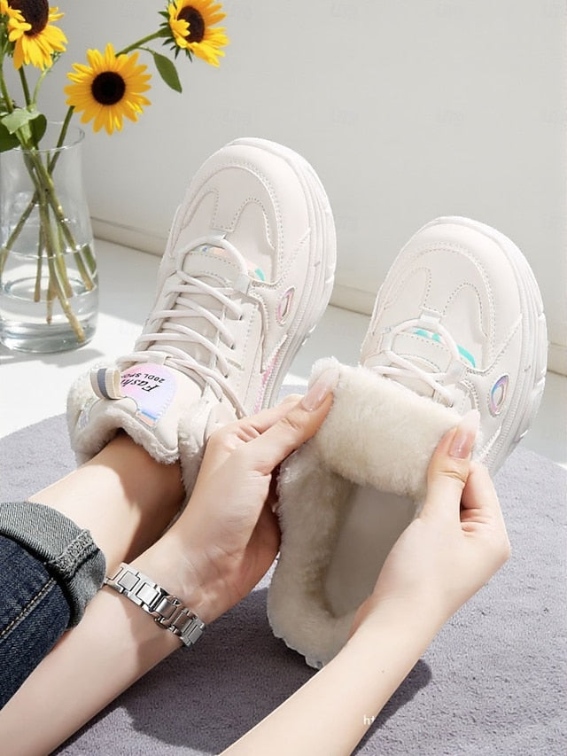 Women's Casual Winter Sneakers with Faux Fur Lining -