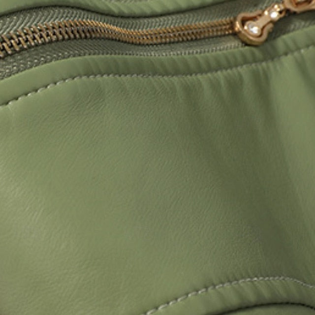 Comfortable Zipper Faux Women's Leather Jacket Pocket