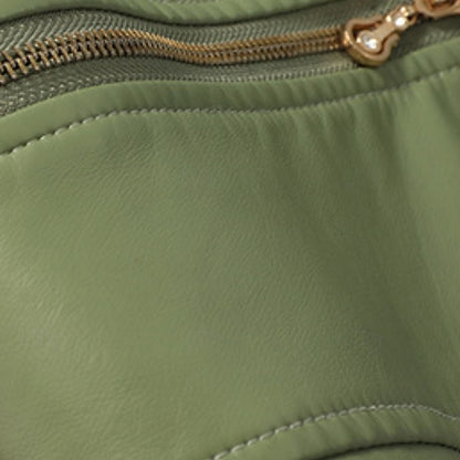 Comfortable Zipper Faux Women's Leather Jacket Pocket