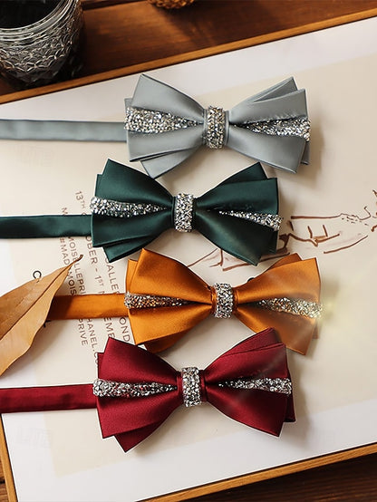 Burgundy Embellishment Satin with Tie Crystal Elegant – Bow