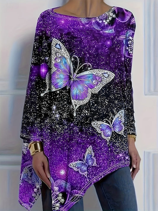 Women's T Shirt Print Asymmetrical Graphic Geometric