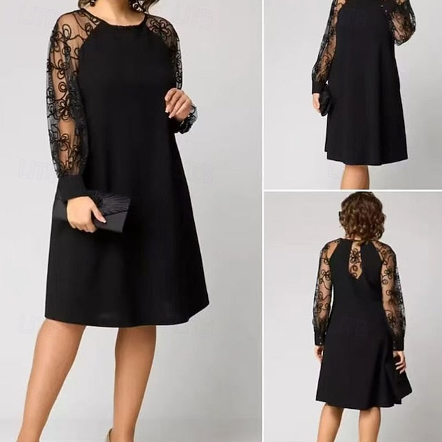 Women's Mini Dress Black Dress Lace Dress Casual Dress