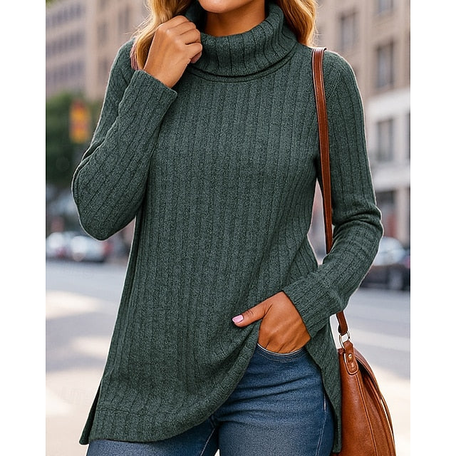 Fall Sleeve Women's Athleisure Top Turtleneck Sweater Long