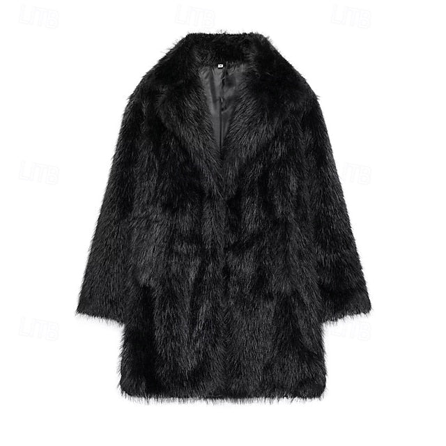 Fur Furs Comfortable Women's Pocket Warm Coat Faux