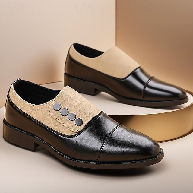 Black Classic Slip-On Shoes Button Men's Decor