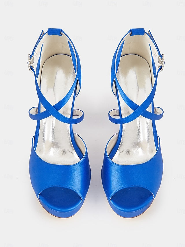 with Women's Sandals Heel High Toe Platform Satin Peep and