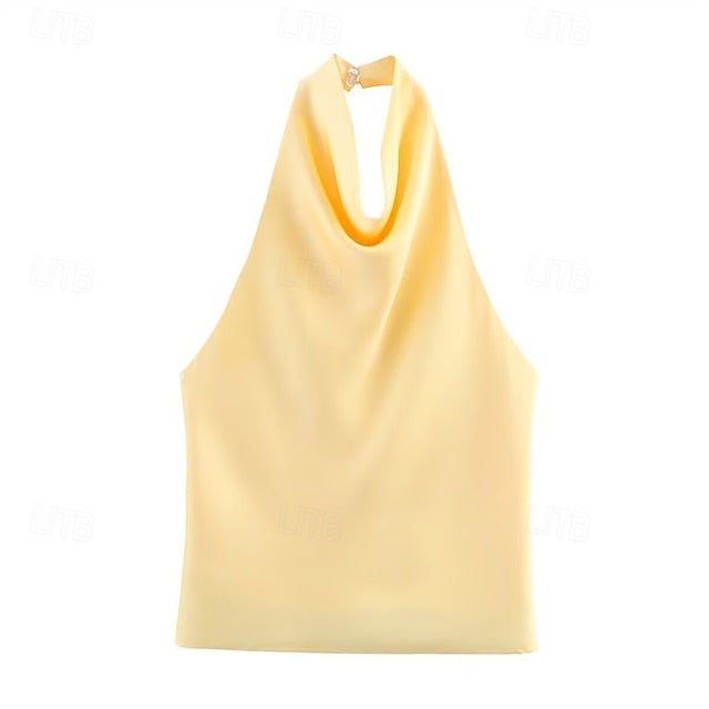 Women's Shirt Elegant Satin Top Blouse Ruched Patchwork