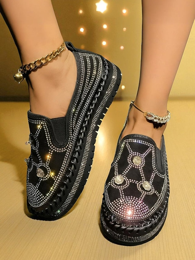 Slip-On Rhinestone Sneakers Platform Red Studs Women's with