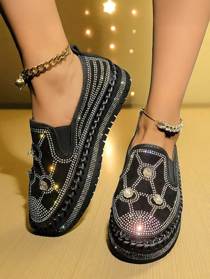 Slip-On Rhinestone Sneakers Platform Red Studs Women's with