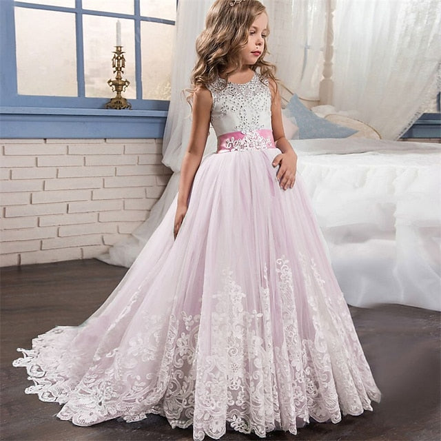 Sleeveless Kids Girl Girls' Dress Flower Wedding