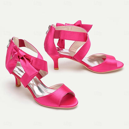 Kitten Bridal Shoes Women's Heel Wedding Open Bowknot