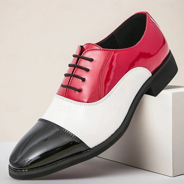– Men's Shoes and Patent White Oxford Red Leather