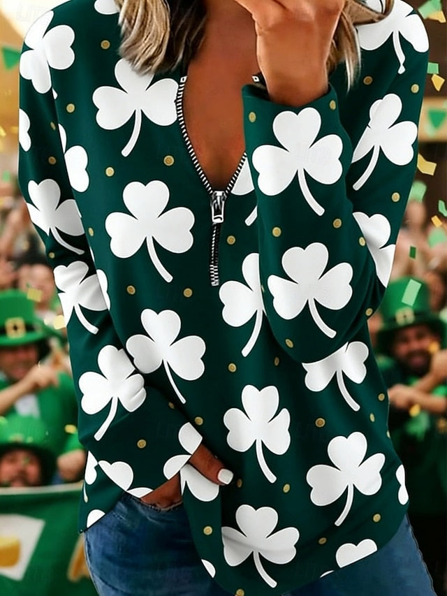 St. Patrick's Day Women's T Shirt Tee Top Zipper