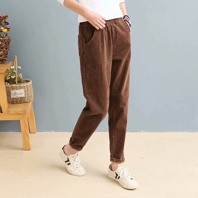 Women's Corduroy Pants Slacks Straight Streetwear Casual