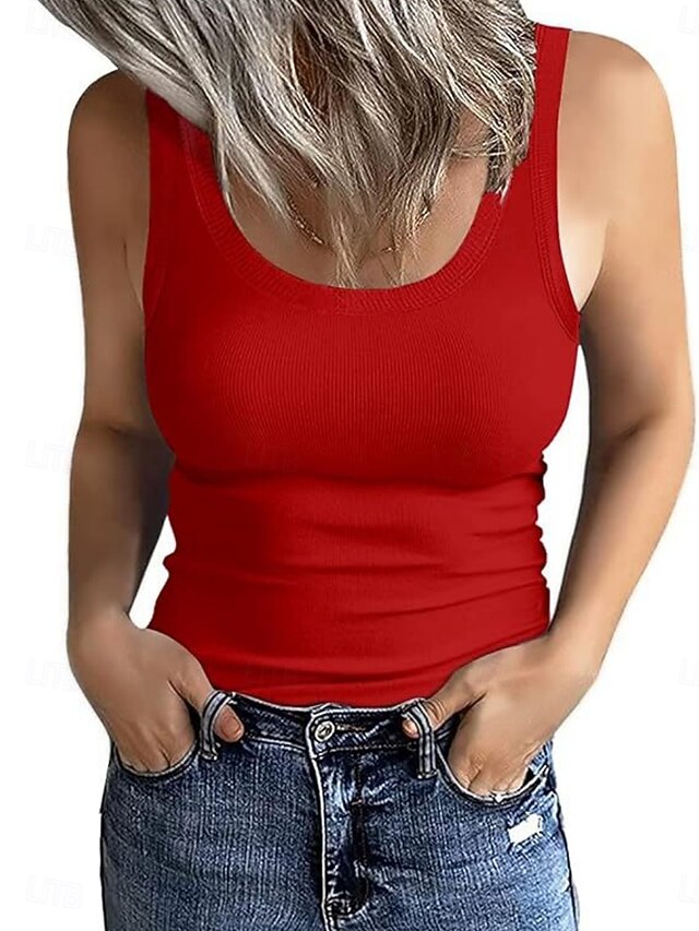 Women's Blouse Plain Active Casual Sleeveless Square Neck
