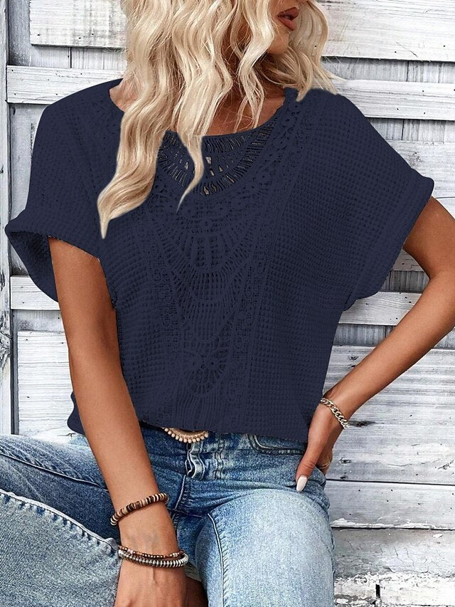 Women's Shirt Blouse Lace Tops Lace Plain Stylish Classic