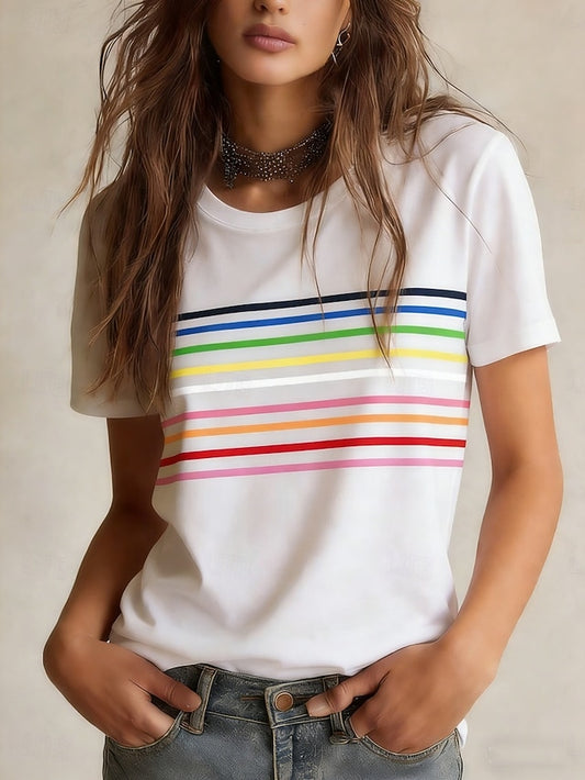 Women's T Shirt Tee Top Print Graphic Striped Stylish