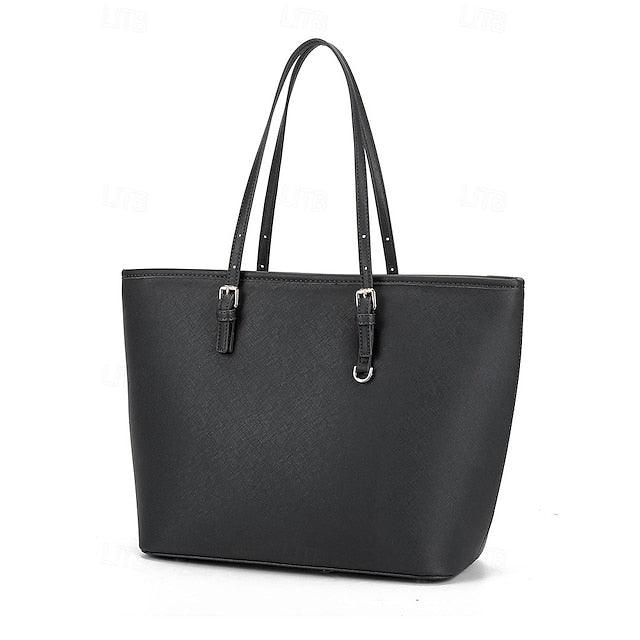 Faux Brown Leather Large Bag Classic Women's Tote -