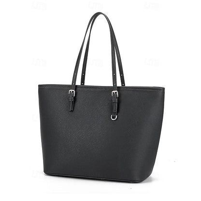 Faux Brown Leather Large Bag Classic Women's Tote -