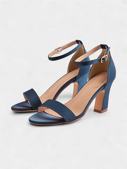 Light Toe Sandals Blue High Women's - Strap Heel Open Ankle