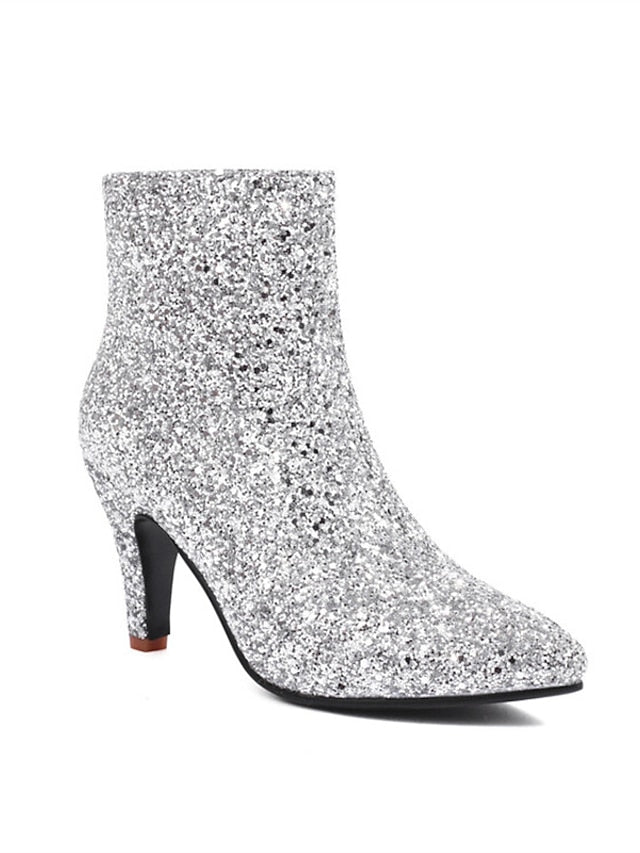 Glitter Boots Heel High Women's – Ankle Sparkly Red
