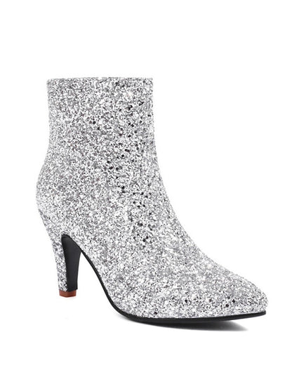 Glitter Boots Heel High Women's – Ankle Sparkly Red