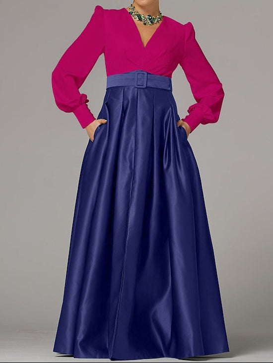 A-Line Dress Floor High Guest Gown Formal Evening Split Wedding